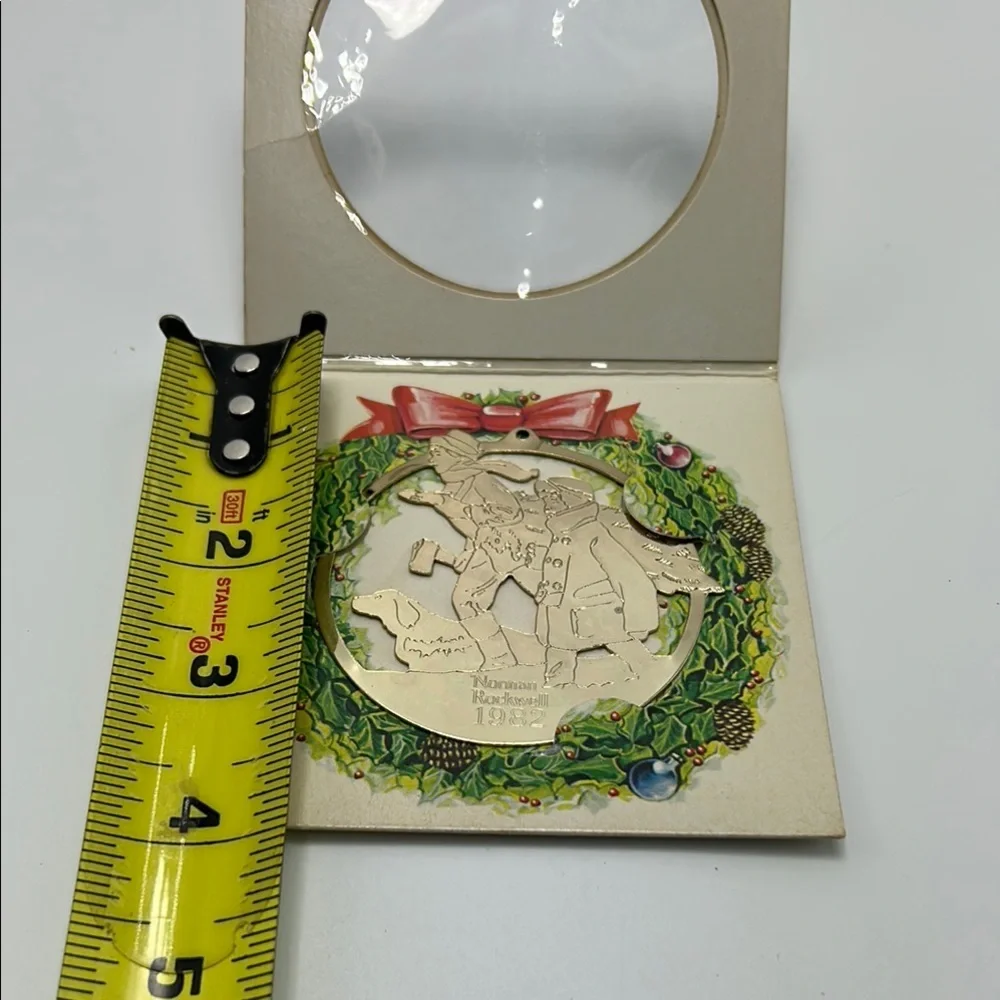VTG 1982 McDonalds Norman Rockwell Christmas Ornament Coca Cola Gold Finish New